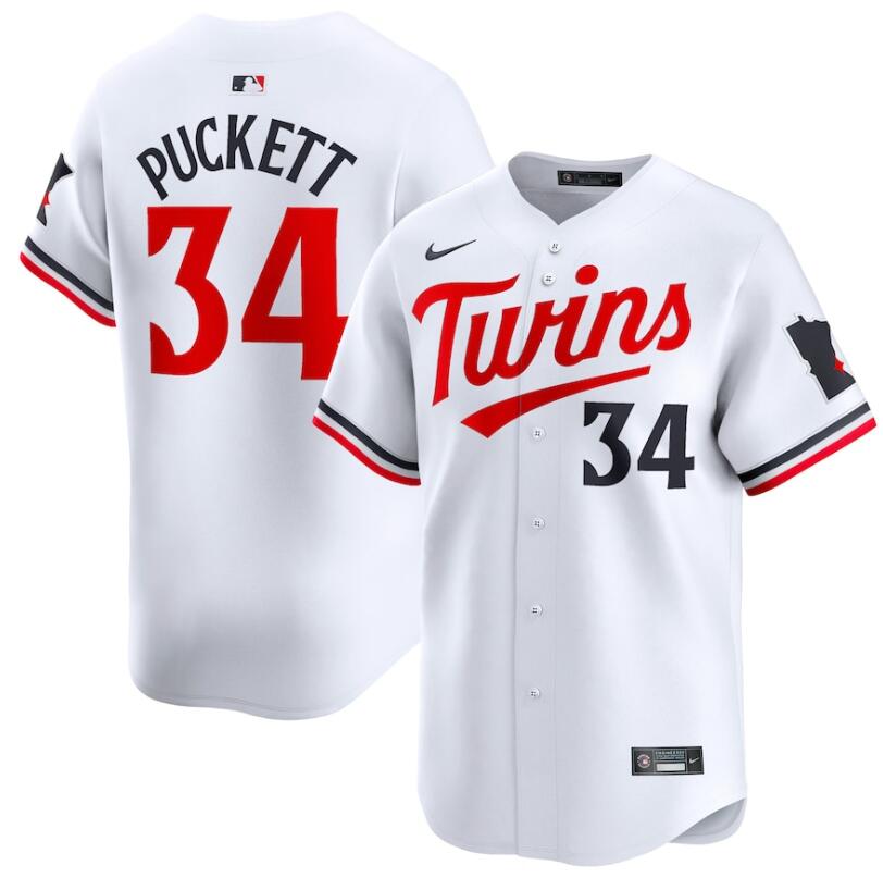 Men Nike Minnesota Twins #34 Kirby Puckett White Home Limited 2024 MLB Jersey-0